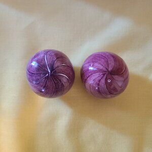 2 Mackenzie-Childs Ceramic Drawer Knobs With Hardware Burgundy Swirl